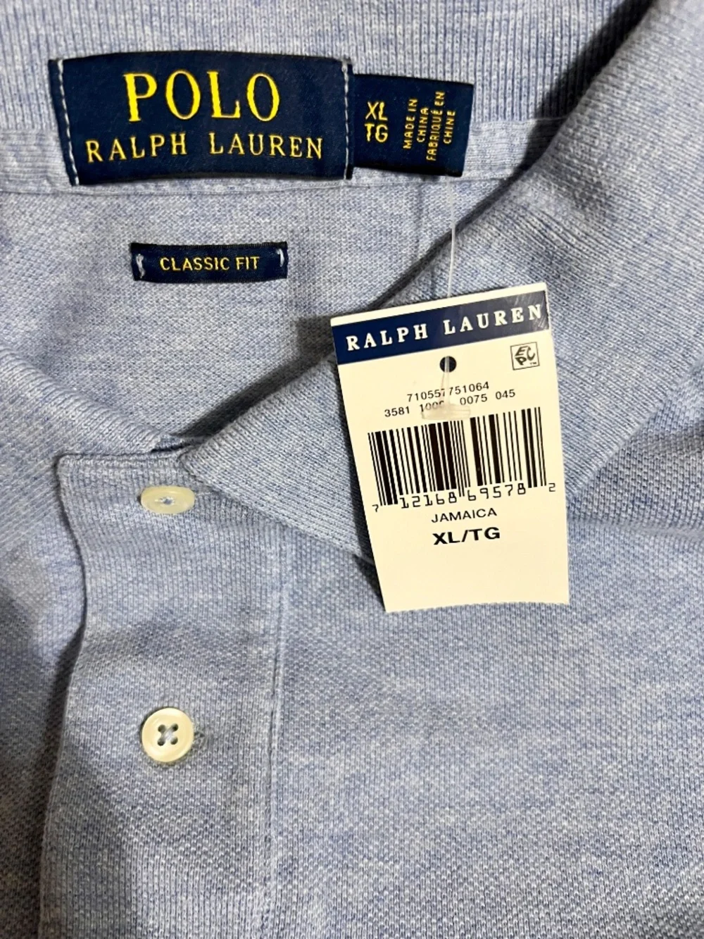 NWT Men's Polo Ralph Lauren Blue Cotton Pique S/S Classic Fit Polo Shirt Size XL